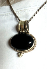 Pendant Vintage Black Onyx 925 Sterling Silver Pendant Artisan