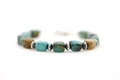Modern Kingman Arizona Turquoise Bracelet with Sterling Silver Accents