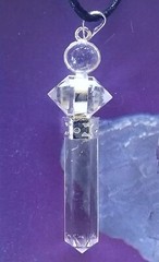 HERKIMER DIAMOND PENDANT With CRYSTAL QUARTZ Point and Silver CHAIN
