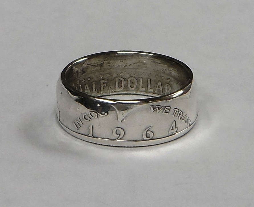 Coin ring handmade from 1964 silver KENNEDY JFK US HALF DOLLAR sizes 9-14