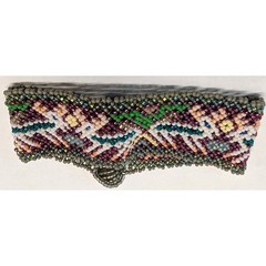 Handmade Vtg Deer Cold Beaded Cuff Bracelet Tapestry Animal Boho 1″ Wide Woven