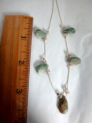 Beautiful Ruby in Fuchsite Necklace 925 Sterling Silver Artisan 17″ length