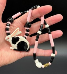 Ruby Z porcelain bead bunny rabbit necklace by Candace Loheed
