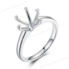 8mm to 8.5mm Round Cut Prong Setting Ring Solid Sterling Silver 925 Non-Plated