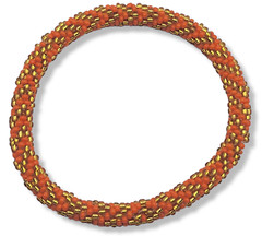 Set of 2 Handmade Beaded Bracelet Fall Colors Nepal Glass Bead Stackable Crochet