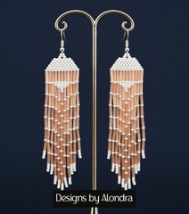 Boho Beaded Statement Earrings Long Fringe Shoulder Dusters Designs by Alondra