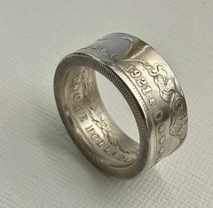 1921 Morgan Silver Dollar American Coin Ring Size 7~ 13 Handcrafted H