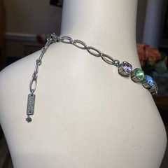 MARIANA Israel Swarovski Crystal Mosaic Flower Silver Plated Choker Necklace