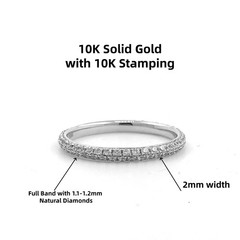 10K Solid Gold 2Row Micro Pave Full Eternity Ring Natural Diamonds 0.6‑0.8ctw