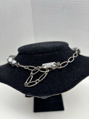 Mariana Signed Necklace Smoky Gray Crystals Black White Choker Designer
