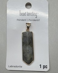 Bead Landing Labradorite Pendant Gold Finish Brass Nickel Free 51mm New w/ Tags