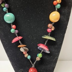 TAGUA Handmade Necklace Acai Bead Artisan Colorful Tassel Fish Hook Clasp