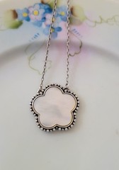 Brighton Twinkle La Flor Silver Flower Necklace, Mother of Pearl Crystal Pendant