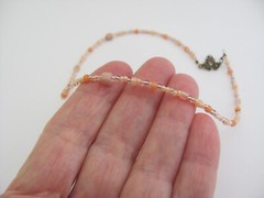 Peach Choker Necklace Seed Bead Multi Shape Boho Summer Antiqued Brass