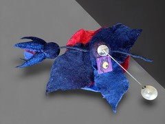 4th of July Independence Day ROSE Lapel Pin Brooch Handmade Wool Felting Art