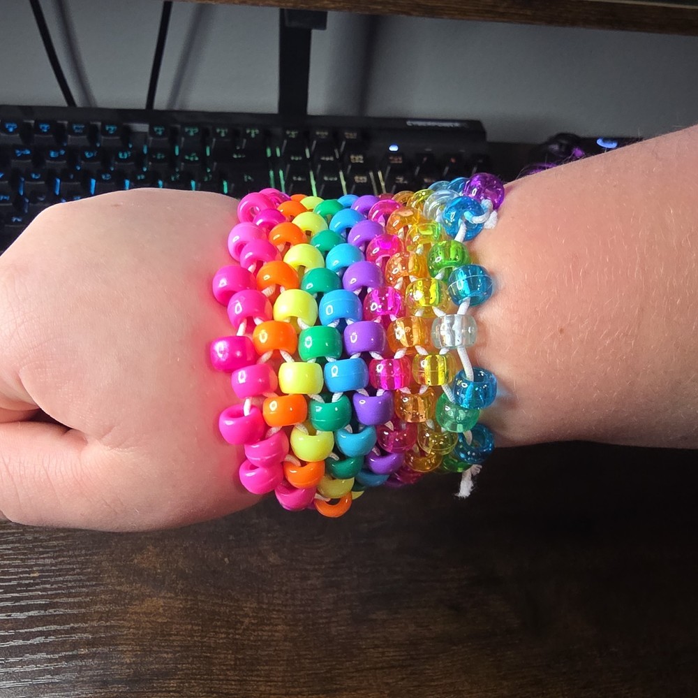 Hand Made Pony Bead Cuff (10 Rows-Size Small)