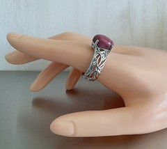 Norwegian Pink Thulite Solitaire Ring 925 Sterling Silver 6.5 Carats Size 10