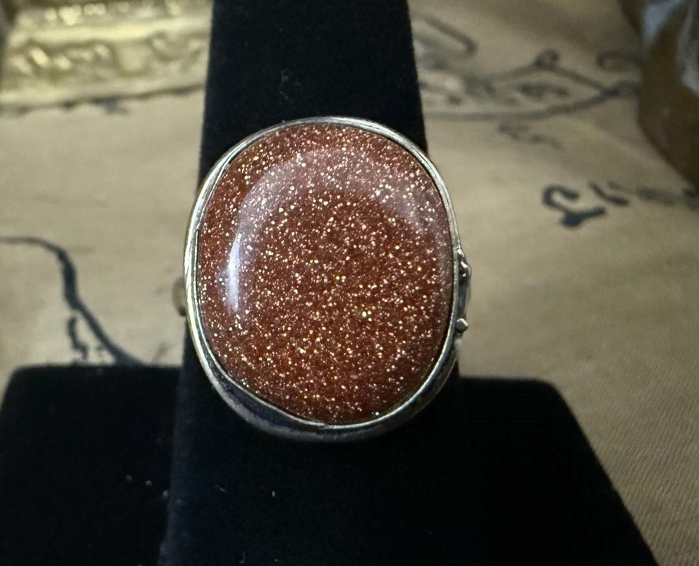 Sterling Silver & LiDiex Glassworks Goldstone Healing Altar Ring – Voodoo Estate
