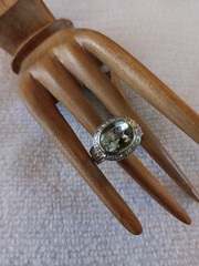 Alwand Vahan Sterling Silver & 14K Yellow Gold Prasiolite & Diamond Ring