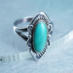 Size 7, Native American Bell trading post Sterling 925 silver ring turquoise