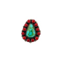 Scott Skeets, Ring, Multi-Stone, Sterling Silver, Navajo, 9 1/2