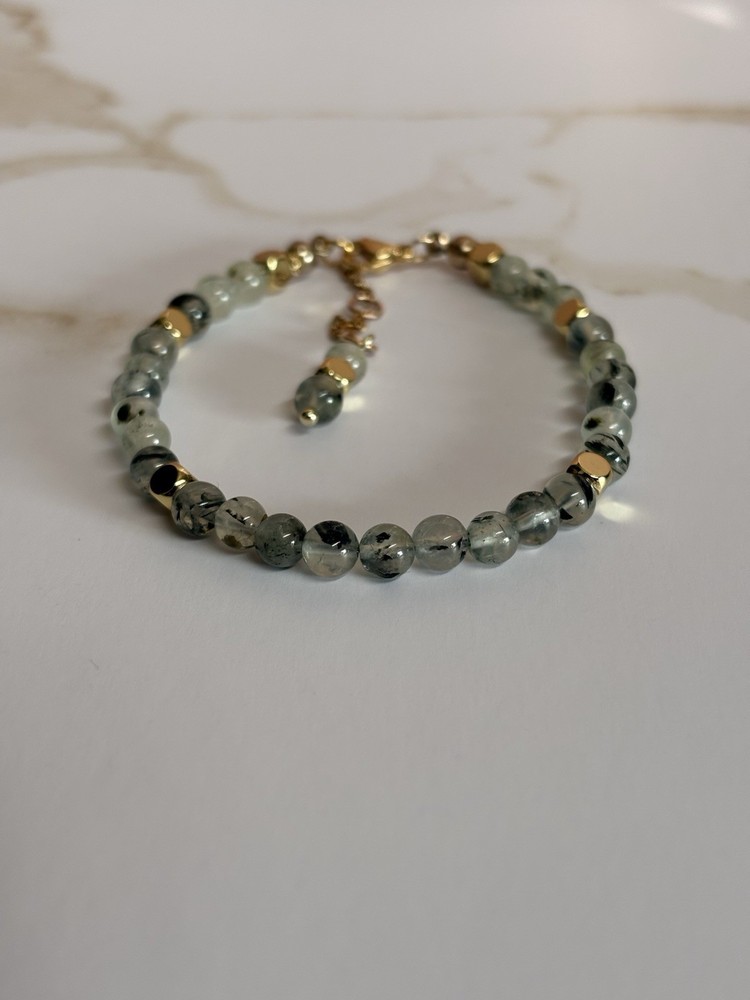 Prehnite 6mm Natural Gemstone Beaded Bracelet Dainty Handcrafted Jewelry