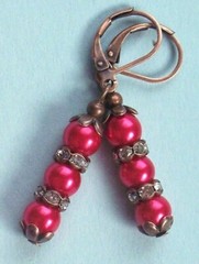 triple GLASS PEARL Faceted Crystal rings Lever back handcrafted CHOOSE