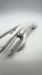Vintage Sterling Silver Clear Tourmaline Cluster Ring Statement Cocktail Jewelry