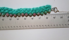 NECKLACE BRAIDED BEADED MULTI-COLORED GREEN & PINK W/GLASS BEADS HAND MADE 20-21