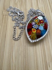 Necklace Multicolor Murano Alan K. Millefiori Glass 925 Sterling Silver,zirconia