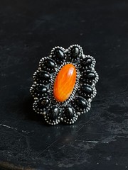 Spiny Oyster Flower Cluster Ring | Sterling Silver | Size 7 | A127