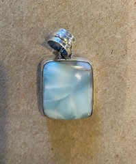 Beautiful Light Blue Larimar Necklace Rectangular Pendant size 2.5 x 2 cm