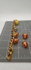 Murano Glass Hearts Gold Foil Jewelry Set, Bracelet & Earrings, Colorful swirls