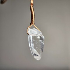Natural Clear quartz crystal point Copper wire wrapped pendant