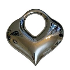 Modernist Sculptural Heart Pendant Made/USA Silver-Tone Metal 80s/90s Minimalist