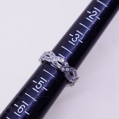 Size 4, Vintage sterling silver handmade ring, engagement ring with cz