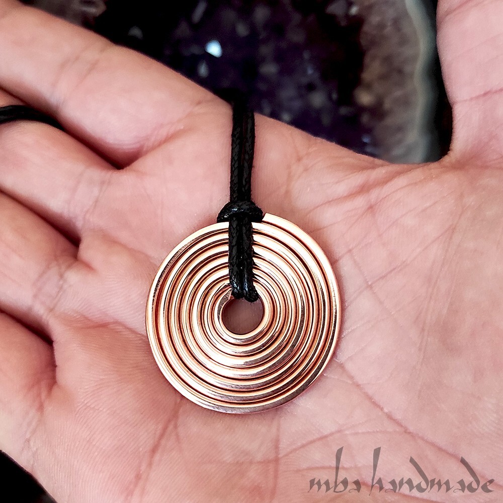 Pure Copper Handmade Spiral Viking Pendant – Artisan Unique Jewelry