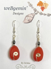 Hand Wrapped Orange Sea Glass Earrings From CCJ – CCJ608we