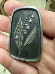 Vintage R Tennesmed Pewter Pendant Sweden Flowers Lily Of The Valley K468