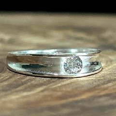 925 Silver and CZ Butterfly Inset Ring SZ 5-1/4 Sterling Cubic Zirconia Diamond