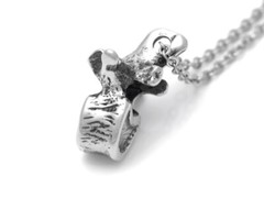 Lumbar Vertebrae Pendant Necklace Handmade in Pewter on Stainless Steel Chain