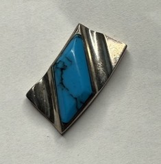 Artisan Silver Tone Blue Stone Geometric Stud Earring Single Southwestern Boho