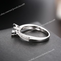 Retro ART Round Cut 6-6.5mm Ring Diamond 0.2ct Solid 10k White Gold Semi Mount
