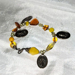 A Christian Religious Bracelet Glass Beaded Boho Station Handmade Jesus