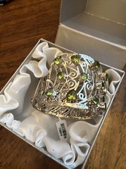 Natural Kingman Turquoise and Peridot Cuff Bracelet in Sterling Silver (7.00 In