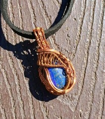 Wire Wrap Pendant With Lapiz Azul