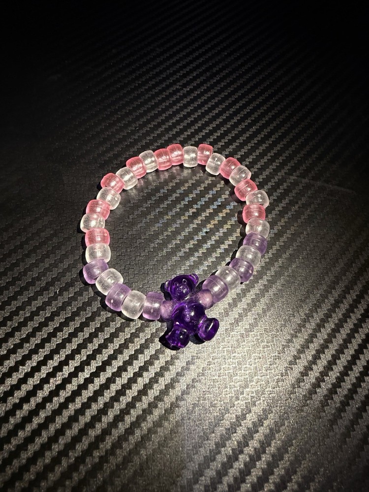 Homemade Bead Bracelet DIY Craft Material, Purple Clear And Pink And Purple Bear