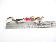 Swallow Bird Earrings Red Crystal Holiday Gift for Her Victorian Revival