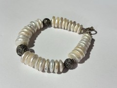 Talia Merav Indonesia Sterling Silver 925 Coin Pearl Chunky Bracelet Fairycore