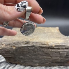 Beautiful Handmade Buffalo Nickel Set In Sterling Silver Pendant #B158